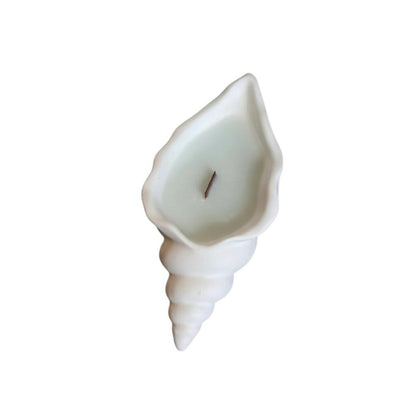 6" Light Blue Sea Salt And Orchid Scented Soy Wax Candle In White Resin Novelty Holder HomeRoots