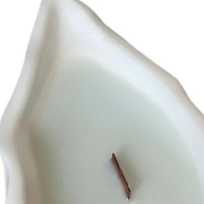 6" Light Blue Sea Salt And Orchid Scented Soy Wax Candle In White Resin Novelty Holder HomeRoots