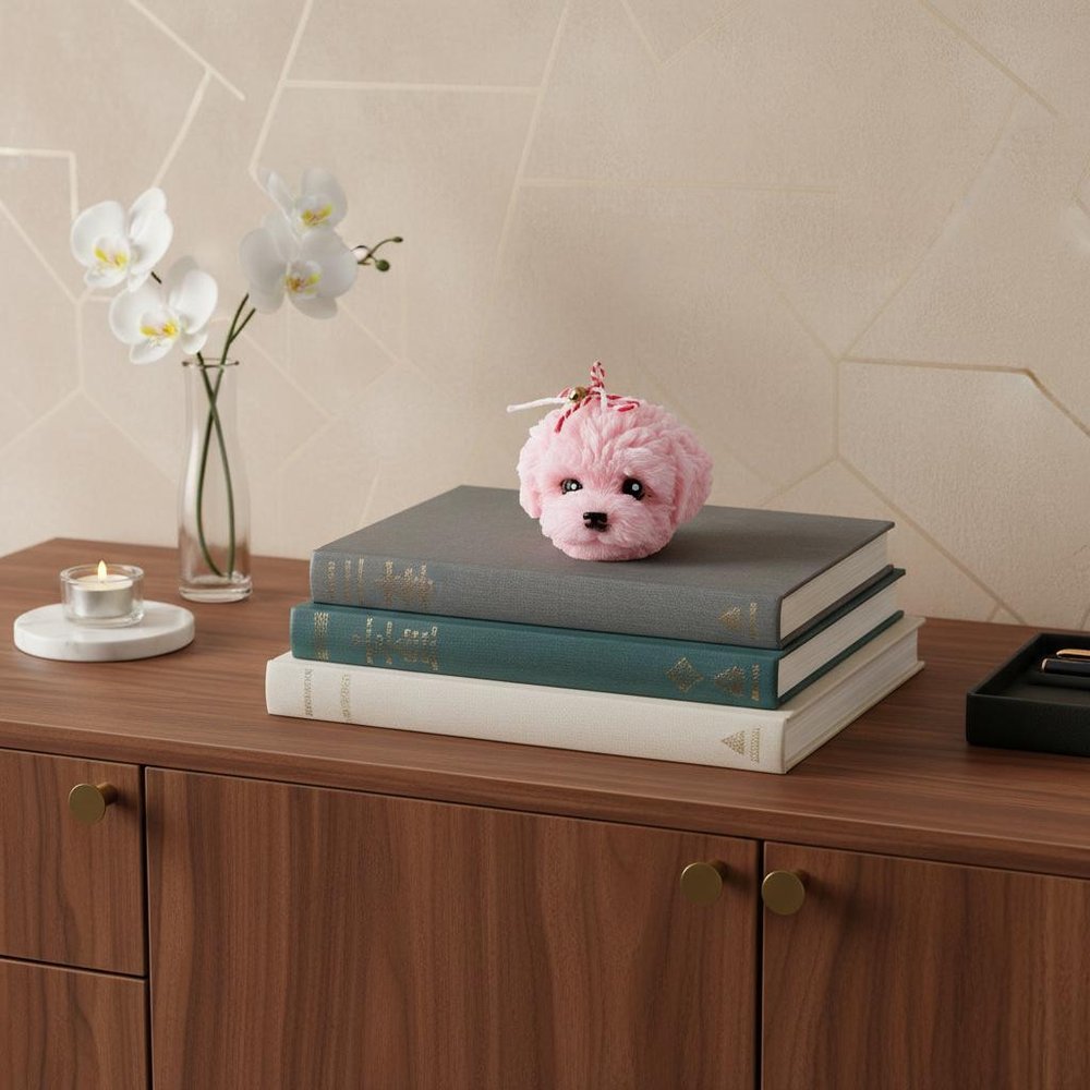 2" Pink Cashmere Plum Scented Dimensional Dog Candle Novelty Novelty — view 4