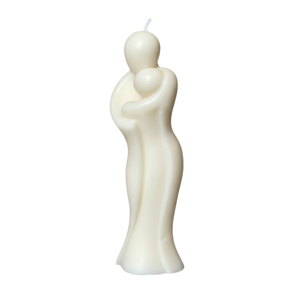 2" White Creamy Vanilla Scented Mother And Child Dimensional Candle HomeRoots