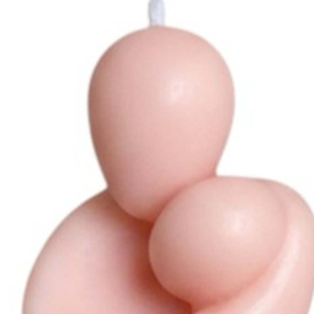 2" Peach Creamy Vanilla Scented Mother And Child Dimensional Candle — view 4