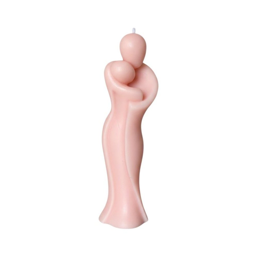 2" Peach Creamy Vanilla Scented Mother And Child Dimensional Candle — view 3