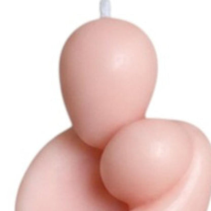 2" Peach Creamy Vanilla Scented Mother And Child Dimensional Candle HomeRoots