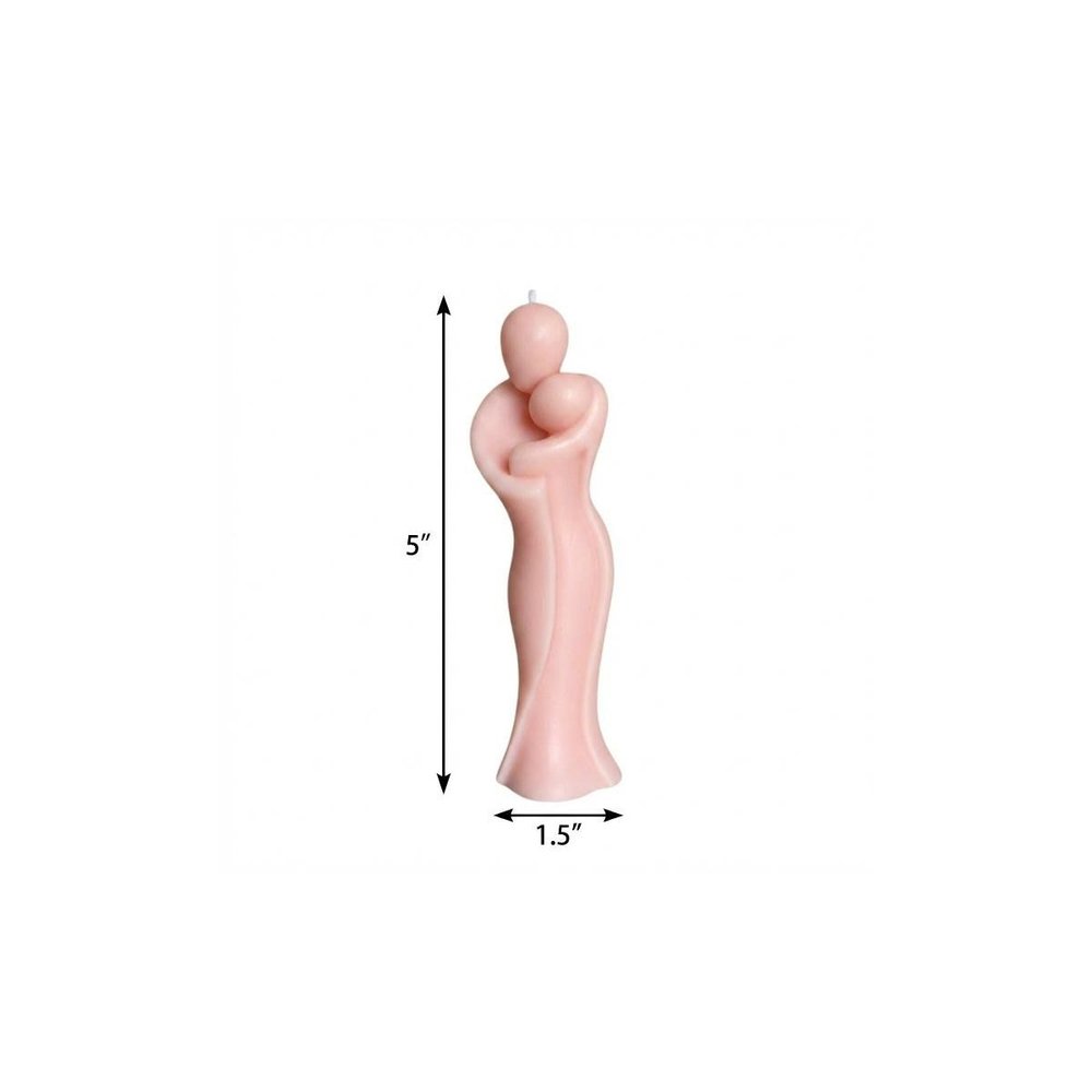 2" Peach Creamy Vanilla Scented Mother And Child Dimensional Candle HomeRoots