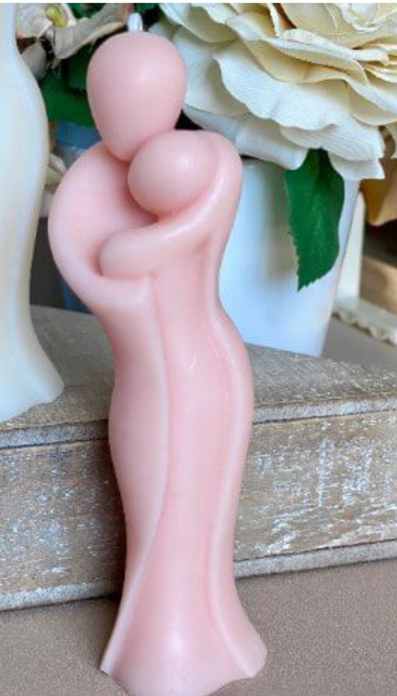 2" Peach Creamy Vanilla Scented Mother And Child Dimensional Candle — view 14