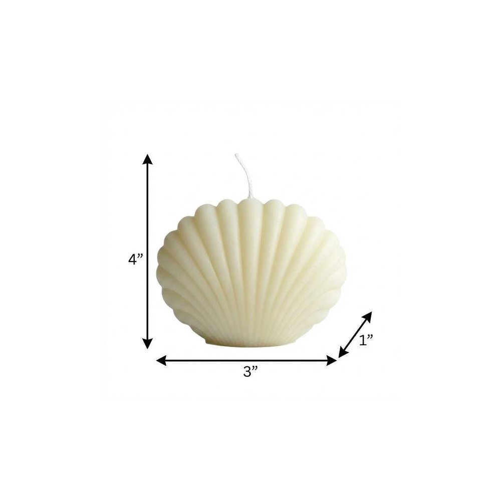4" Ivory Wild Lavender And Sage Scented Dimensional Seashell Candle