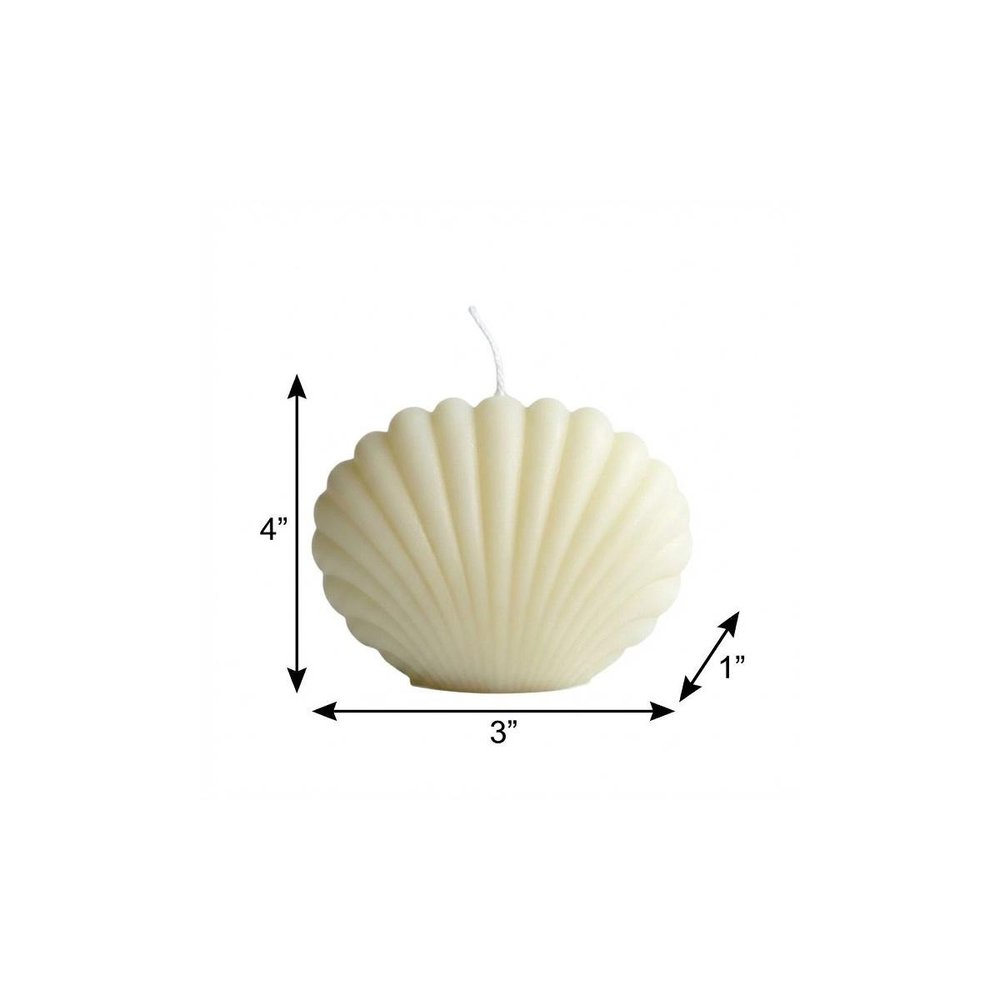 4" Ivory Wild Lavender And Sage Scented Dimensional Seashell Candle — view 12