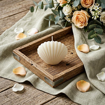 4" Ivory Black Ice Scented Dimensional Seashell Candle HomeRoots