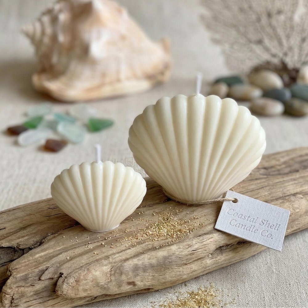 4" Ivory Black Ice Scented Dimensional Seashell Candle HomeRoots