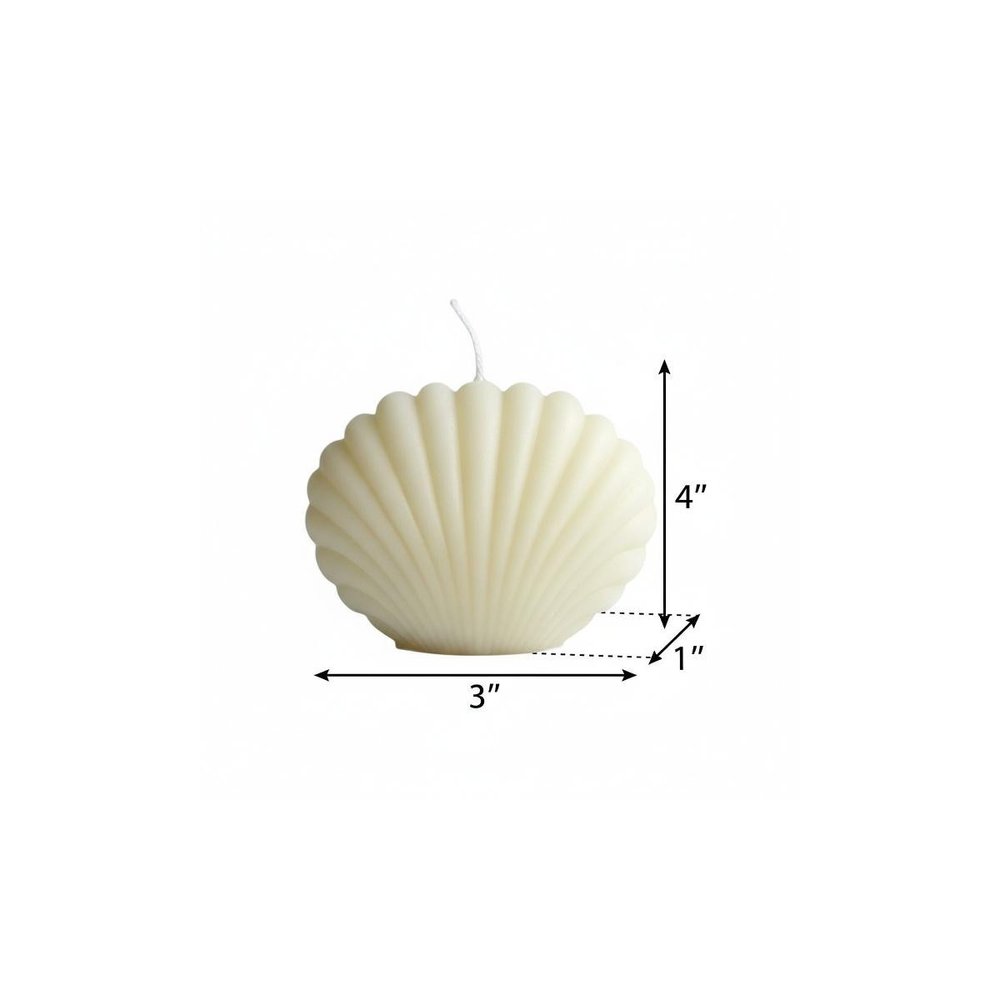 4" Ivory Unscented Dimensional Seashell Candle — view 4