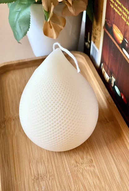 5" Ivory Black Ice Scented Dimensional Teardrop Candle Novelty Novelty HomeRoots
