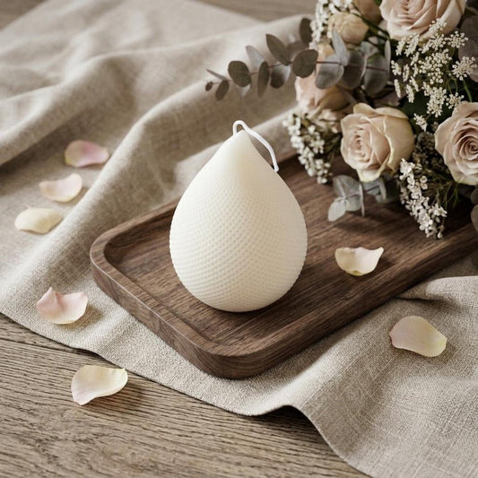 5" Ivory Black Ice Scented Dimensional Teardrop Candle Novelty Novelty HomeRoots