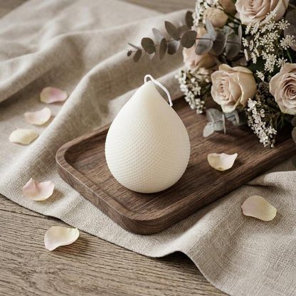 5" Ivory Black Ice Scented Dimensional Teardrop Candle Novelty Novelty HomeRoots