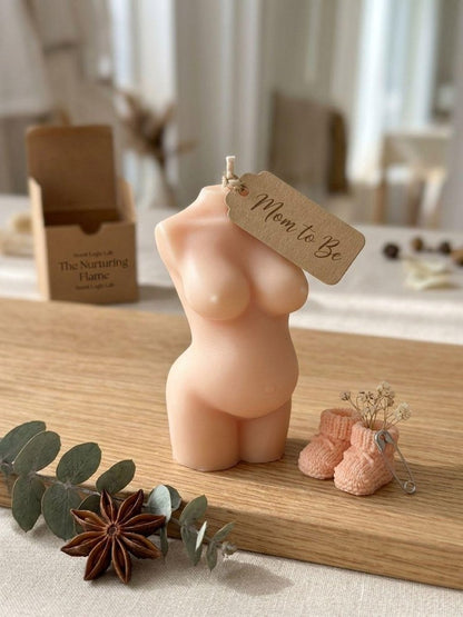 7" Peach Creamy Vanilla Scented Dimensional Lady Candle Round Novelty HomeRoots