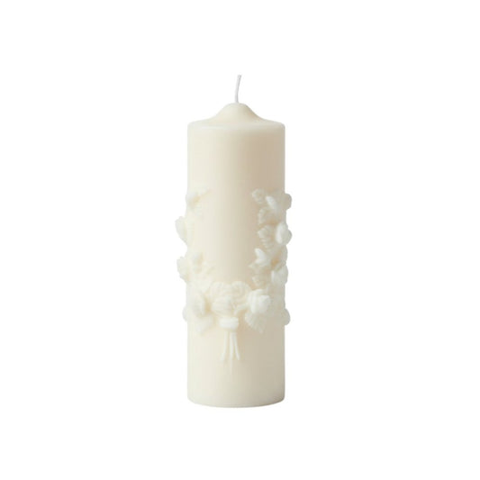 2" Ivory White Tea Scented Candle Round Pillar HomeRoots