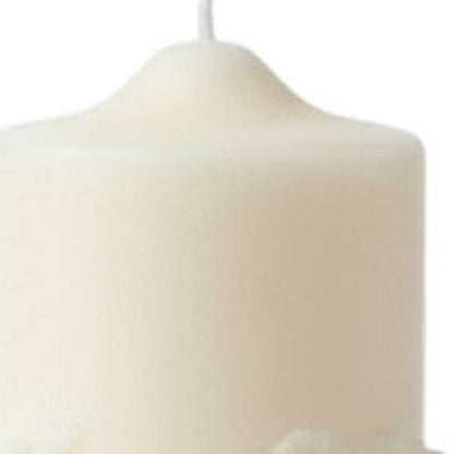 2" Ivory White Tea Scented Candle Round Pillar HomeRoots