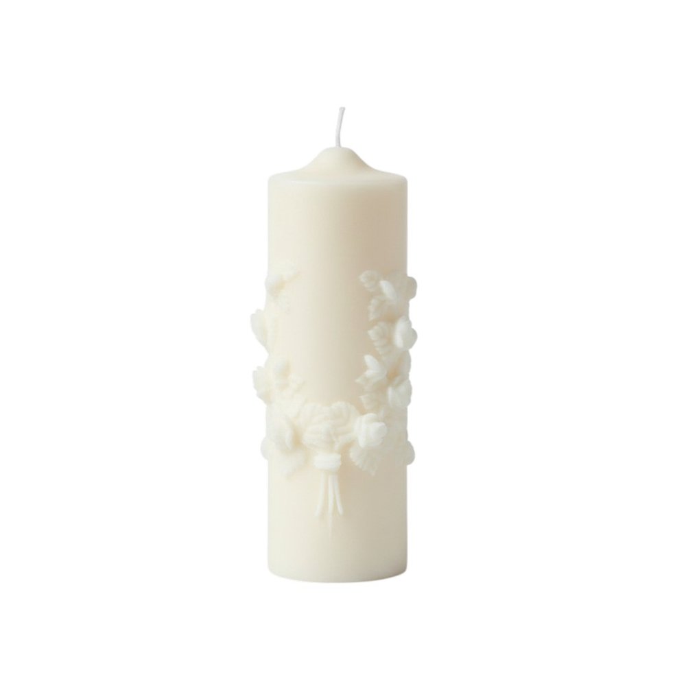 2" Ivory White Tea Scented Candle Round Pillar — view 14