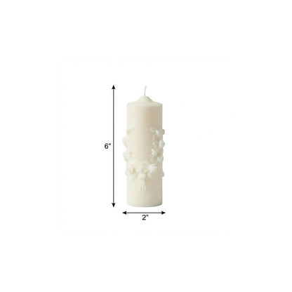 2" Ivory White Tea Scented Candle Round Pillar HomeRoots