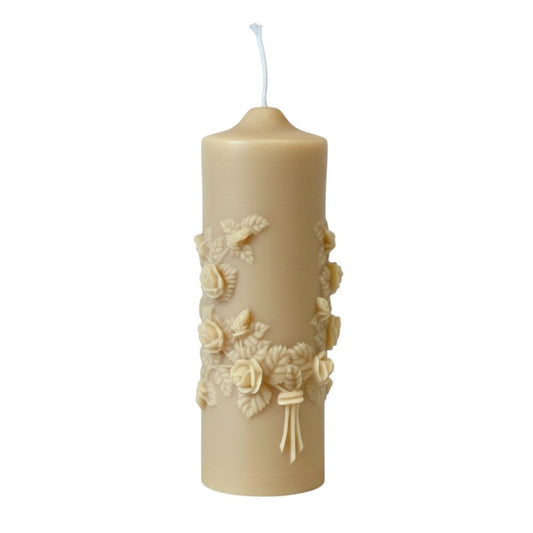 2" Almond Unscented Candle Round Pillar