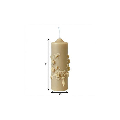 2" Almond Unscented Candle Round Pillar