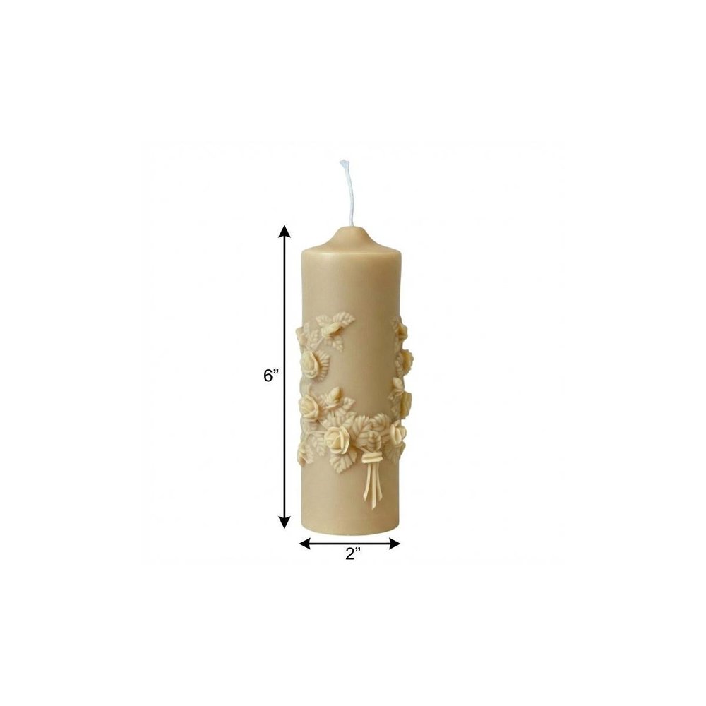2" Almond White Tea Scented Candle Round Pillar — view 5