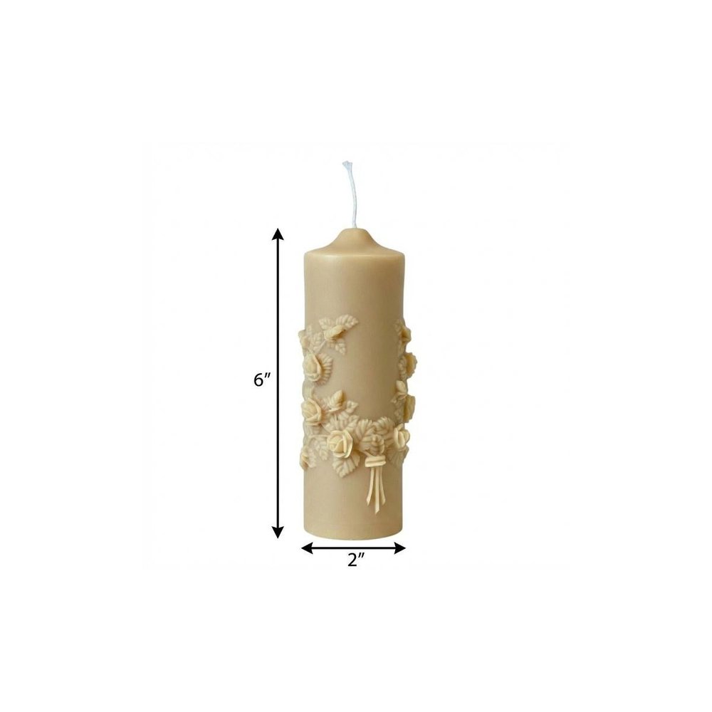 2" Almond White Tea Scented Candle Round Pillar — view 10