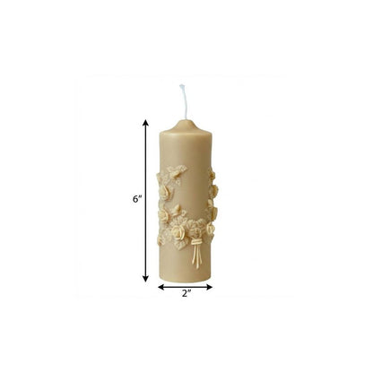 2" Almond White Tea Scented Candle Round Pillar HomeRoots