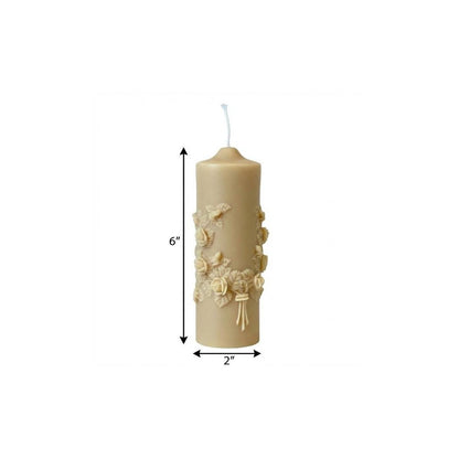 2" Almond White Tea Scented Candle Round Pillar HomeRoots