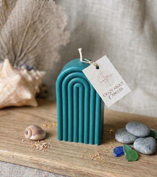 3" Teal Creamy Vanilla Scented Dimensional Form Candle Novelty Novelty HomeRoots