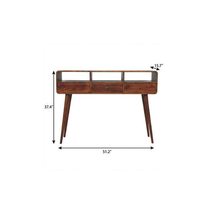 51" Chestnut Solid Wood Console Table With Three Shelves And Three Drawers HomeRoots