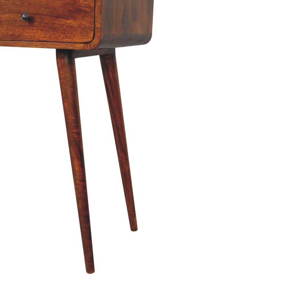51" Chestnut Solid Wood Console Table With Three Shelves And Three Drawers — view 8