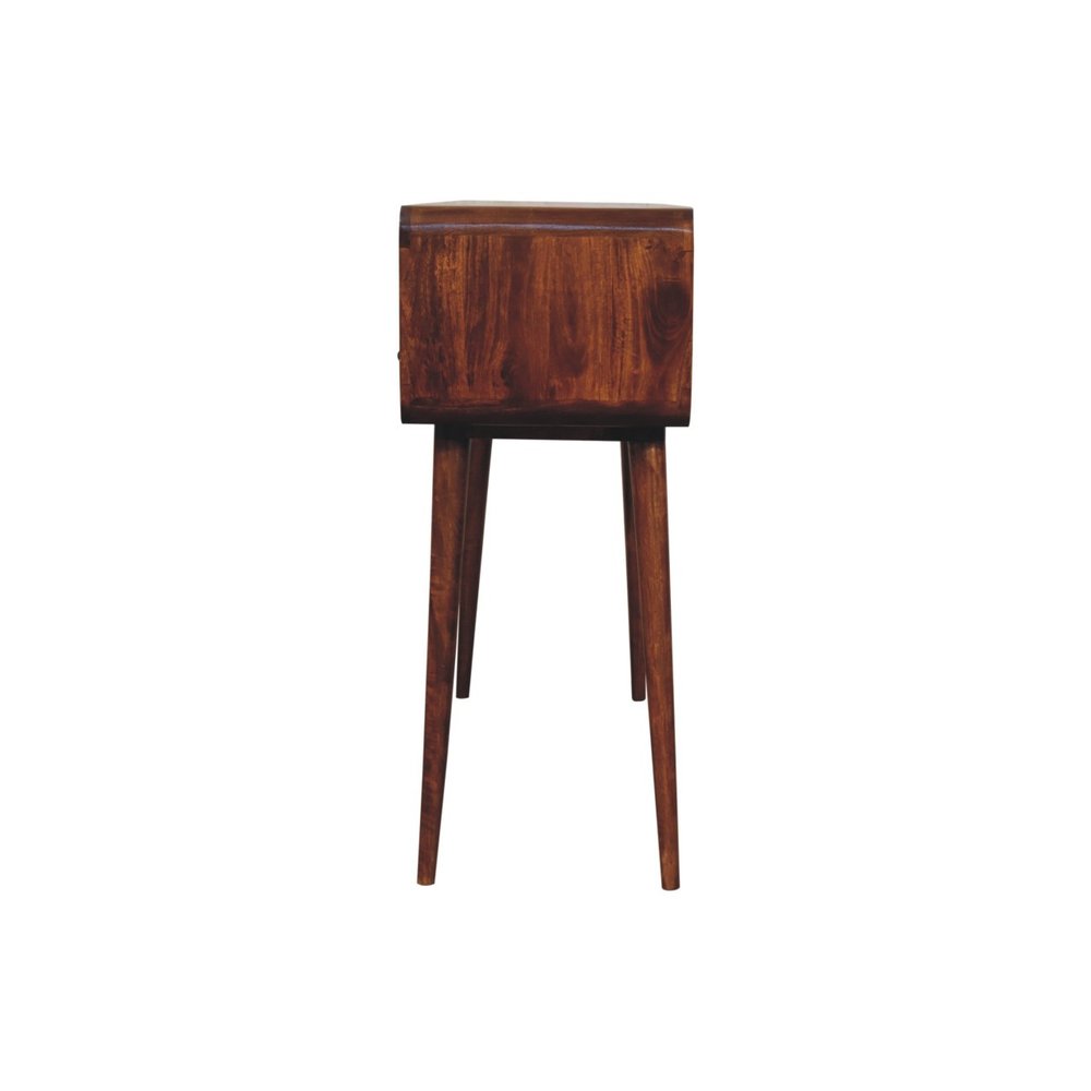 51" Chestnut Solid Wood Console Table With Three Shelves And Three Drawers — view 5