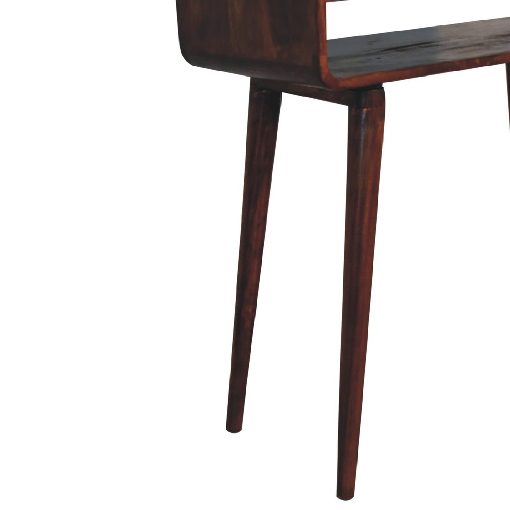 35" Chestnut Solid Wood Console Table With Shelf And Two Drawers HomeRoots