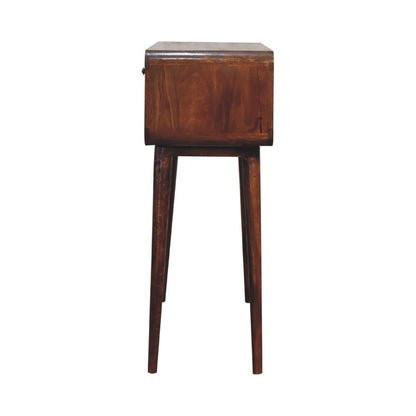 35" Chestnut Solid Wood Console Table With Shelf And Two Drawers HomeRoots