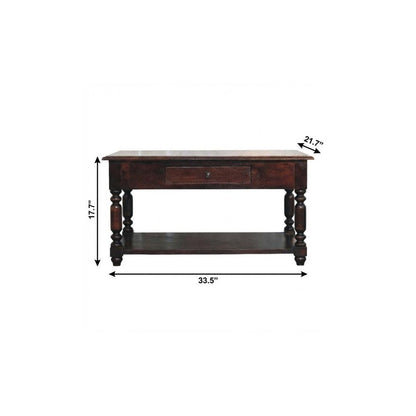 34" Brown Solid Wood Console Table With Shelf And Drawer HomeRoots