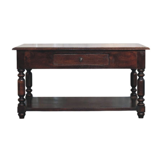 34" Brown Solid Wood Console Table With Shelf And Drawer HomeRoots