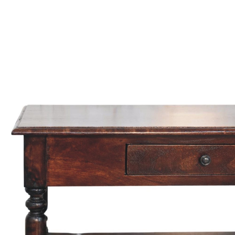 34" Brown Solid Wood Console Table With Shelf And Drawer — view 4