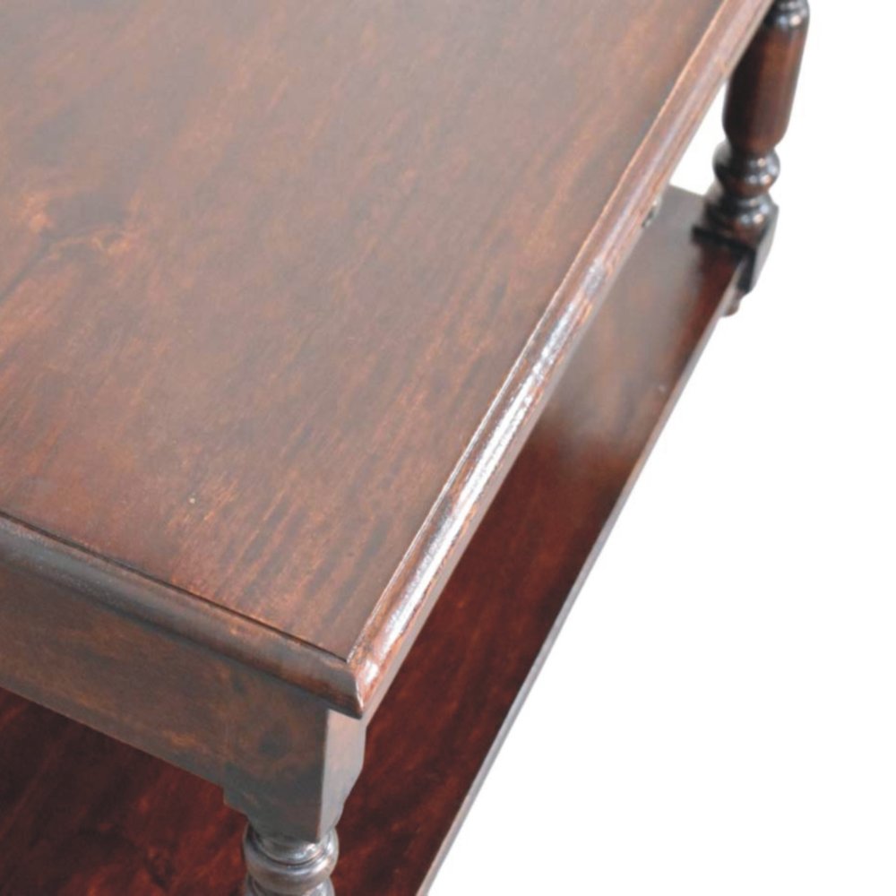 34" Brown Solid Wood Console Table With Shelf And Drawer — view 6