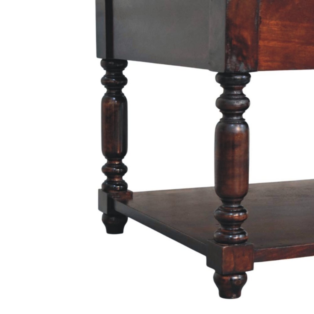34" Brown Solid Wood Console Table With Shelf And Drawer — view 7
