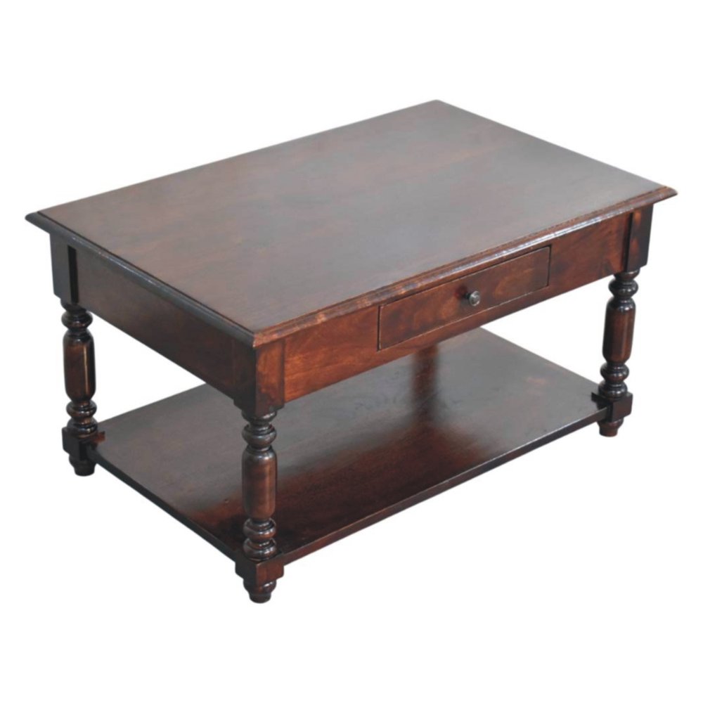 34" Brown Solid Wood Console Table With Shelf And Drawer — view 9