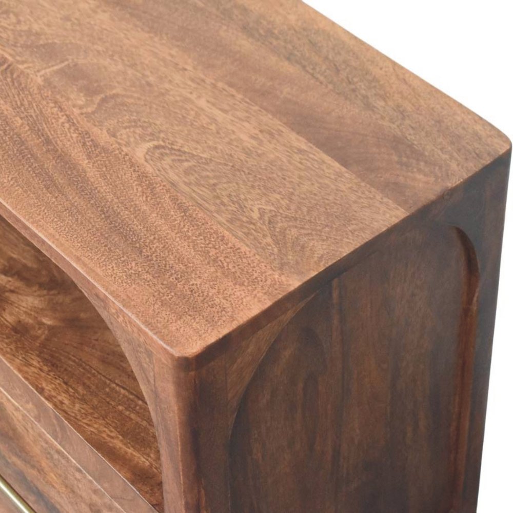 43" Brown Solid Wood Console Table With Shelf And Two Drawers — view 5
