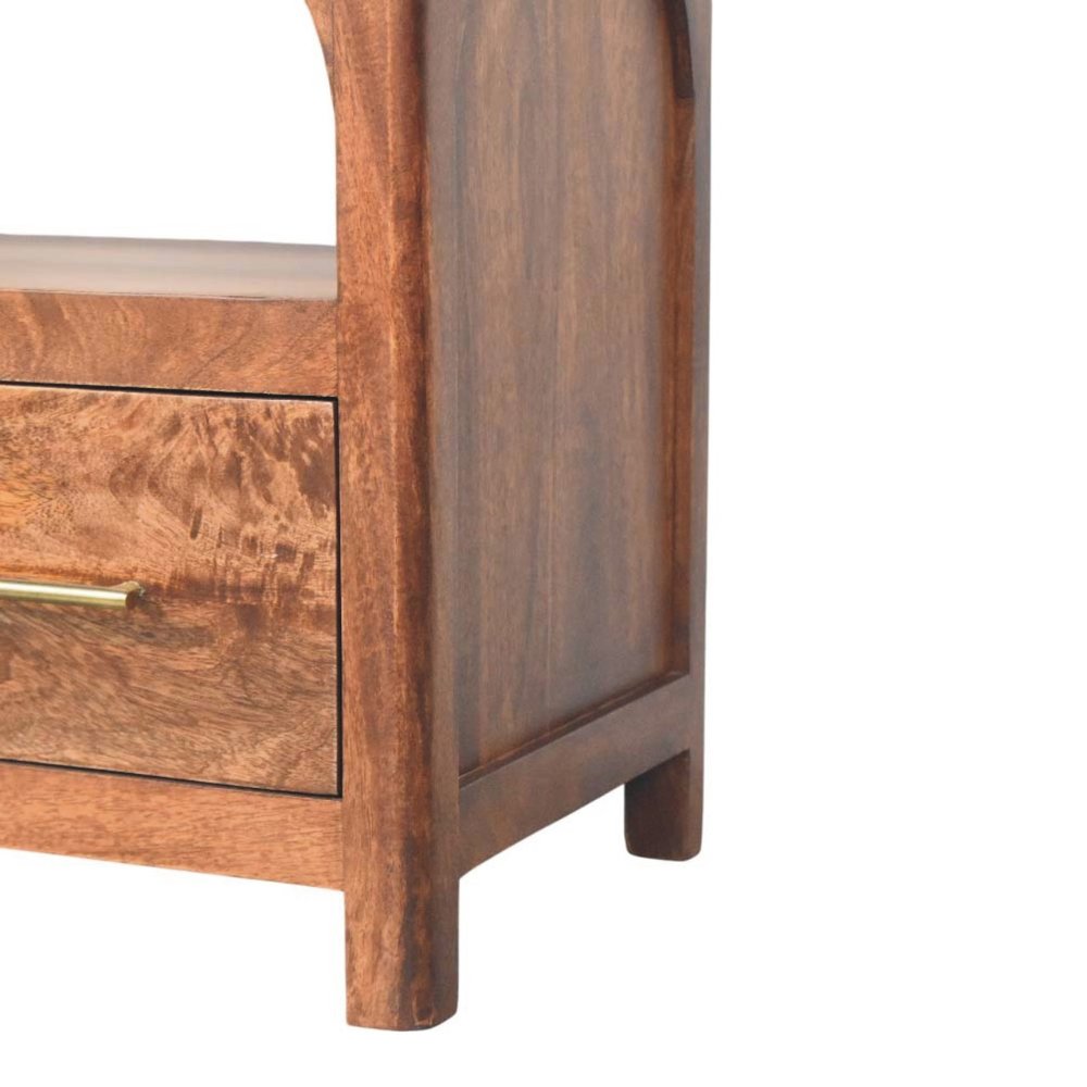 43" Brown Solid Wood Console Table With Shelf And Two Drawers HomeRoots