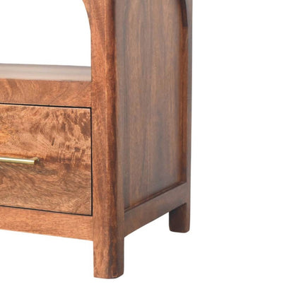 43" Brown Solid Wood Console Table With Shelf And Two Drawers HomeRoots