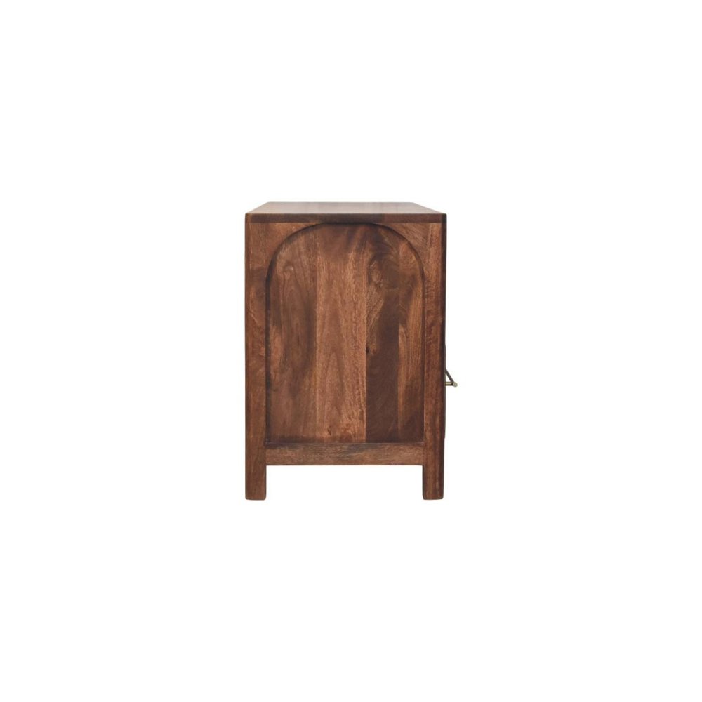 43" Brown Solid Wood Console Table With Shelf And Two Drawers HomeRoots