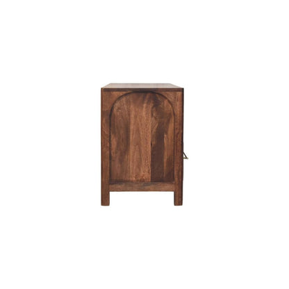 43" Brown Solid Wood Console Table With Shelf And Two Drawers