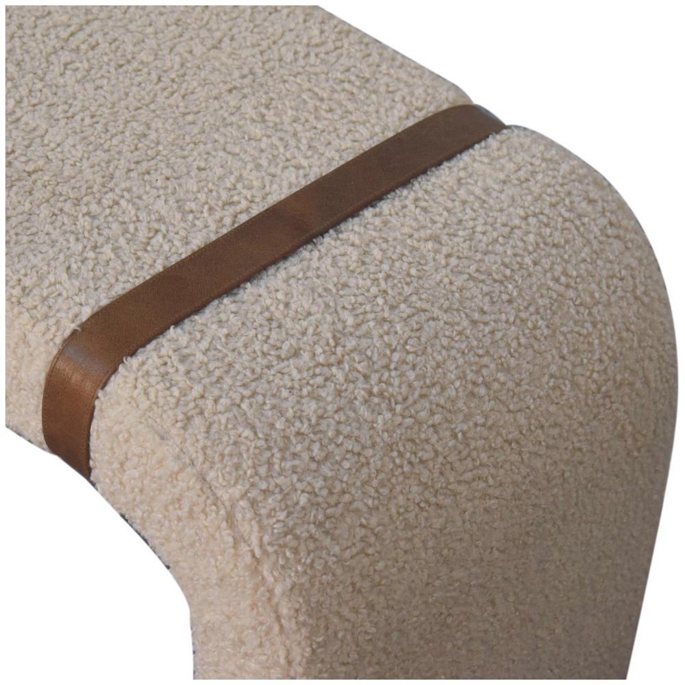 35" Beige and Brown Boucle and Leather Upholstered Bench HomeRoots