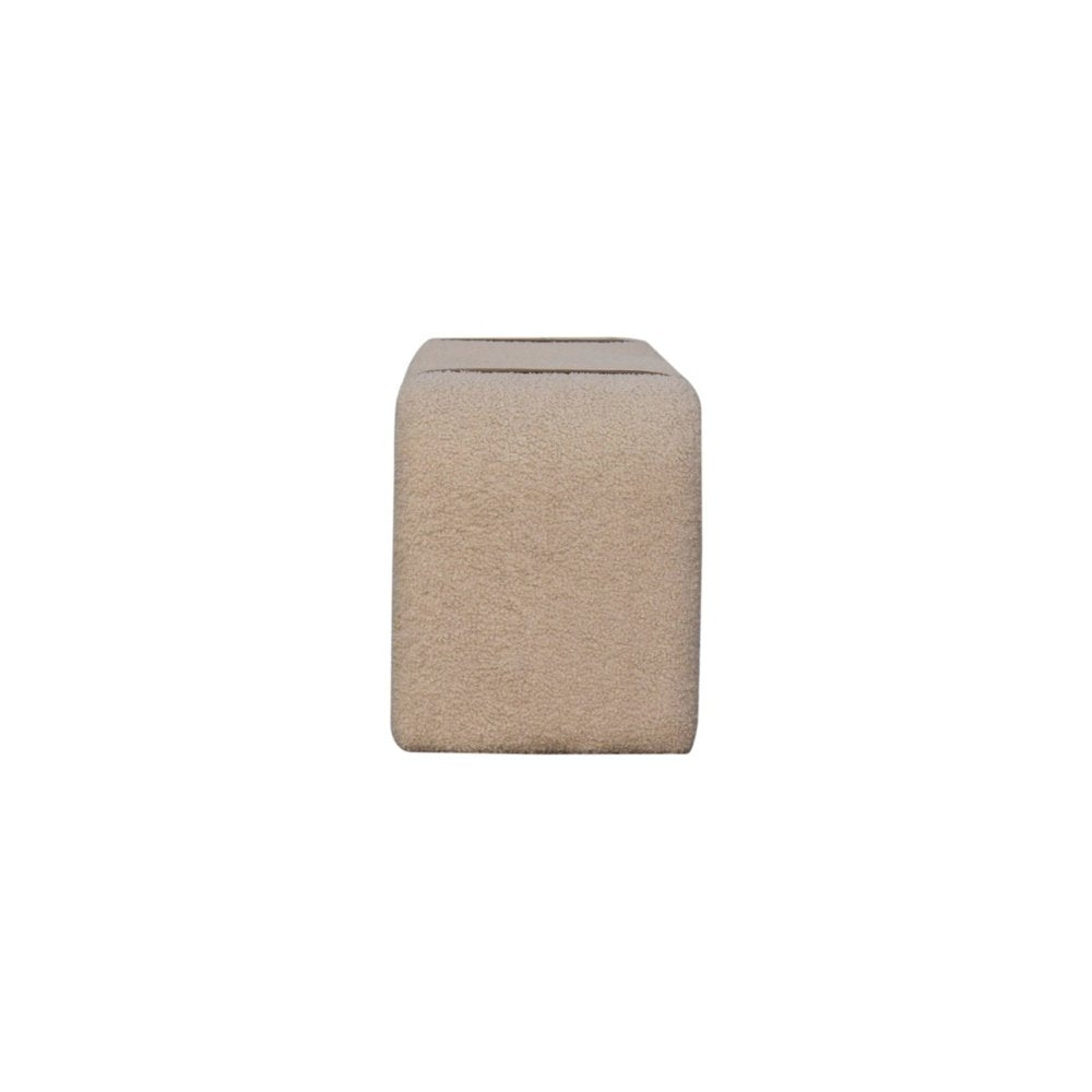 35" Beige Boucle And Solid Wood Upholstered Bench — view 8