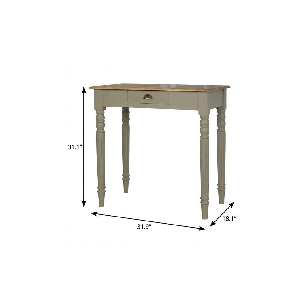 32" Oak and Gray Solid Wood Writing Desk — view 11