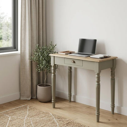32" Oak and Gray Solid Wood Writing Desk