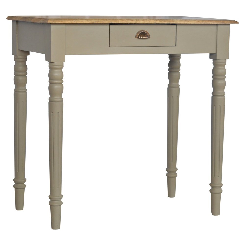 32" Oak and Gray Solid Wood Writing Desk — view 3